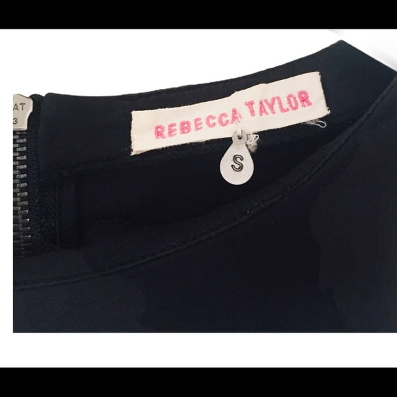 REBECCA TAYLOR Short Sleeve Peplum Bottom Top With Black Back Zip Detail Black S - Picture 10 of 13